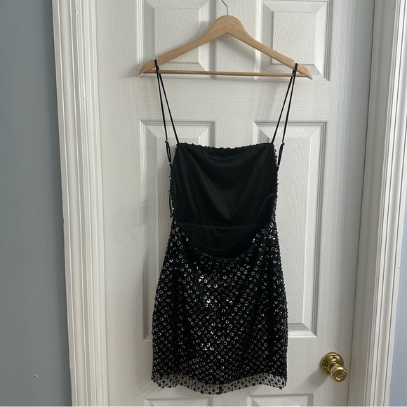 Lucy in the Sky Dress Mini Fitted Bodycon Metallic Floral Going Out Size Medium - Picture 4 of 7